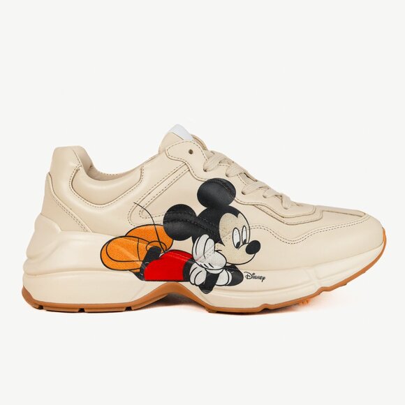 Gucci x Disney Rhyton Ivoire 'Mickey Mouse' Leather Sneakers - Picture 1 of 12